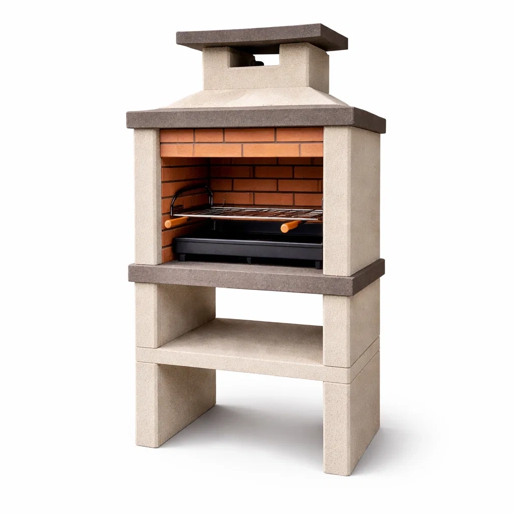 Barbecue in Calcestruzzo con Griglia in Acciaio Inox-TRENDYSANCTUARYLIVING