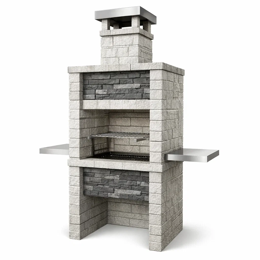 Barbecue in Pietra con Griglia in Acciaio Inox 120x60x200 cm-TRENDYSANCTUARYLIVING