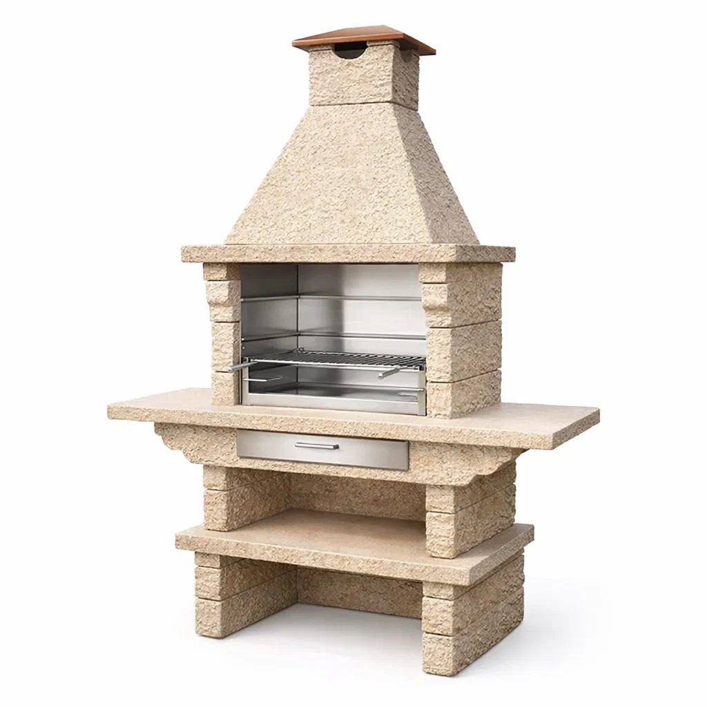 Barbecue in Pietra e Acciaio Inox con Camino-TRENDYSANCTUARYLIVING