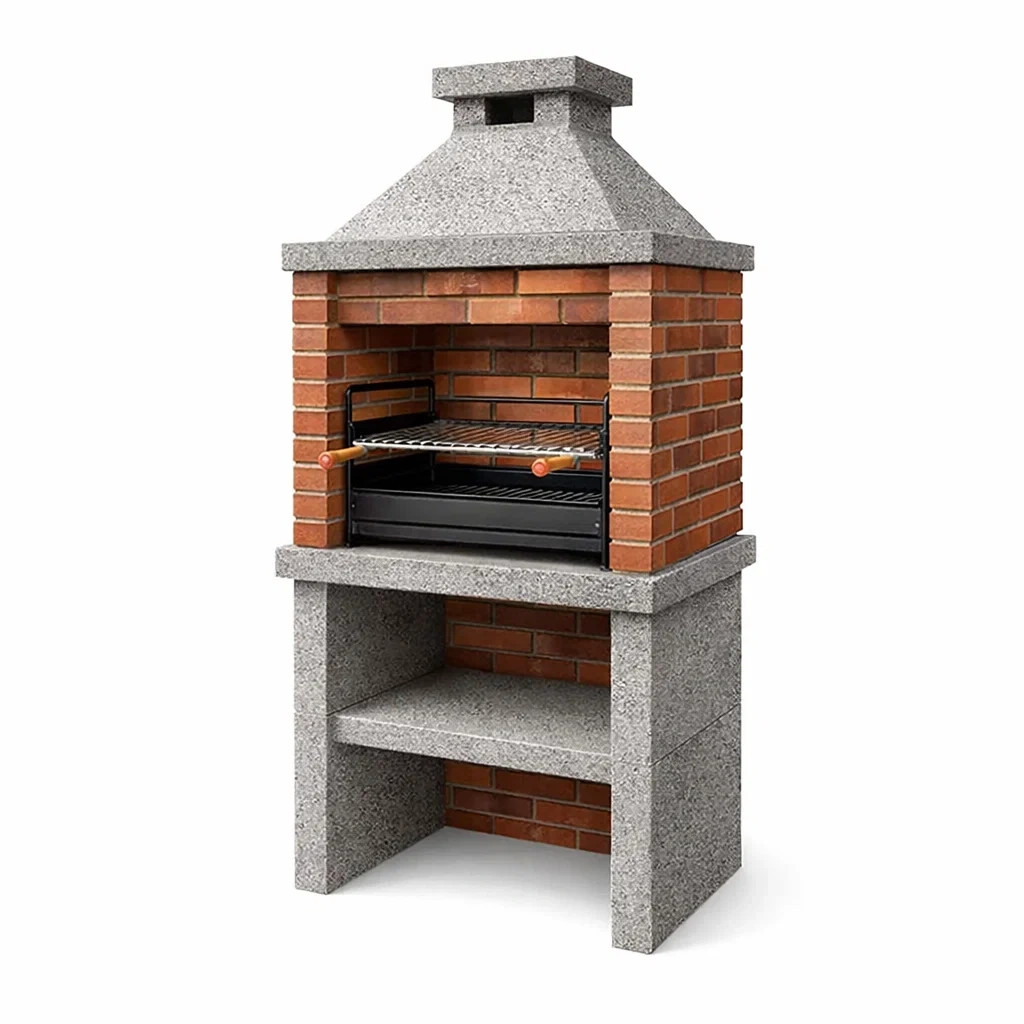 Barbecue in Mattone e Cemento con Griglia Regolabile in Acciaio-TRENDYSANCTUARYLIVING