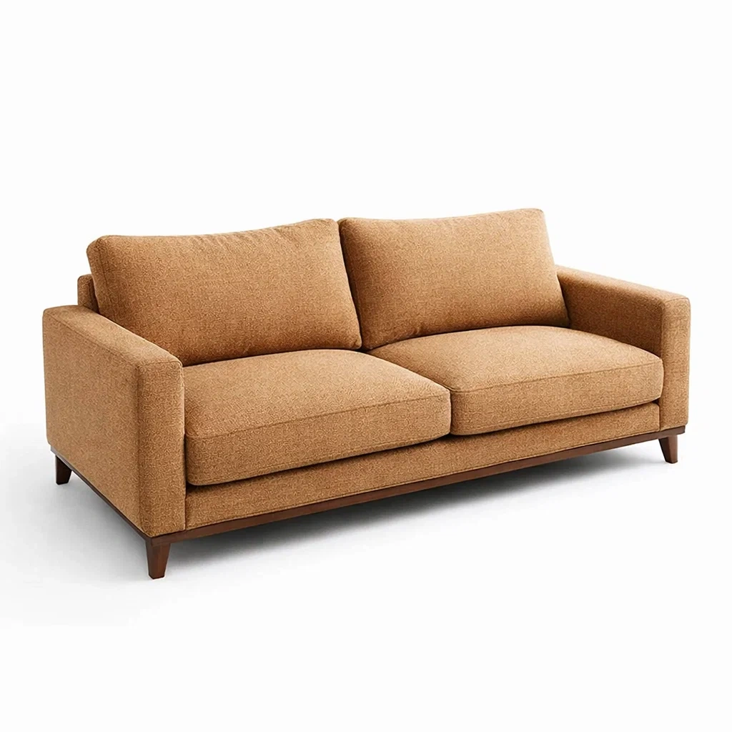 Divano 3 Posti in Stoffa Marrone con Struttura in Legno-TRENDYSANCTUARYLIVING