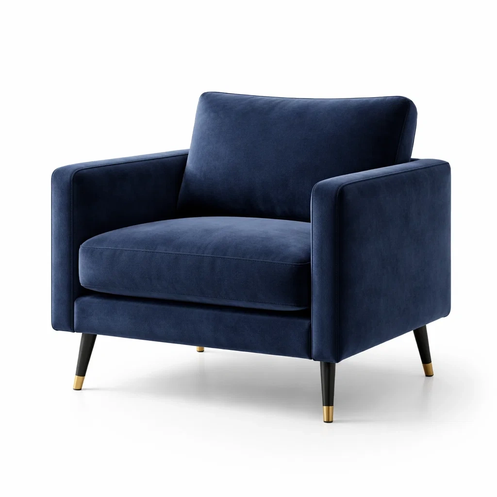 Poltrona in Velluto con Gambe in Metallo-TRENDYSANCTUARYLIVING