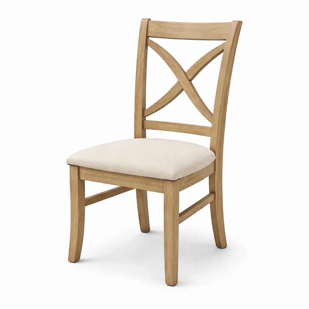 Sedia da pranzo in Legno con Seduta in Poliestere Beige-TRENDYSANCTUARYLIVING