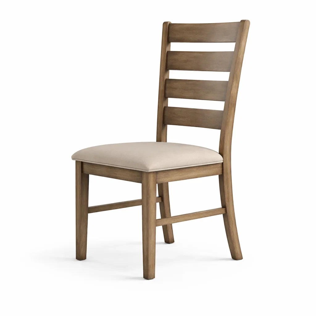 Sedia da pranzo in Legno con Seduta Imbottita Beige-TRENDYSANCTUARYLIVING