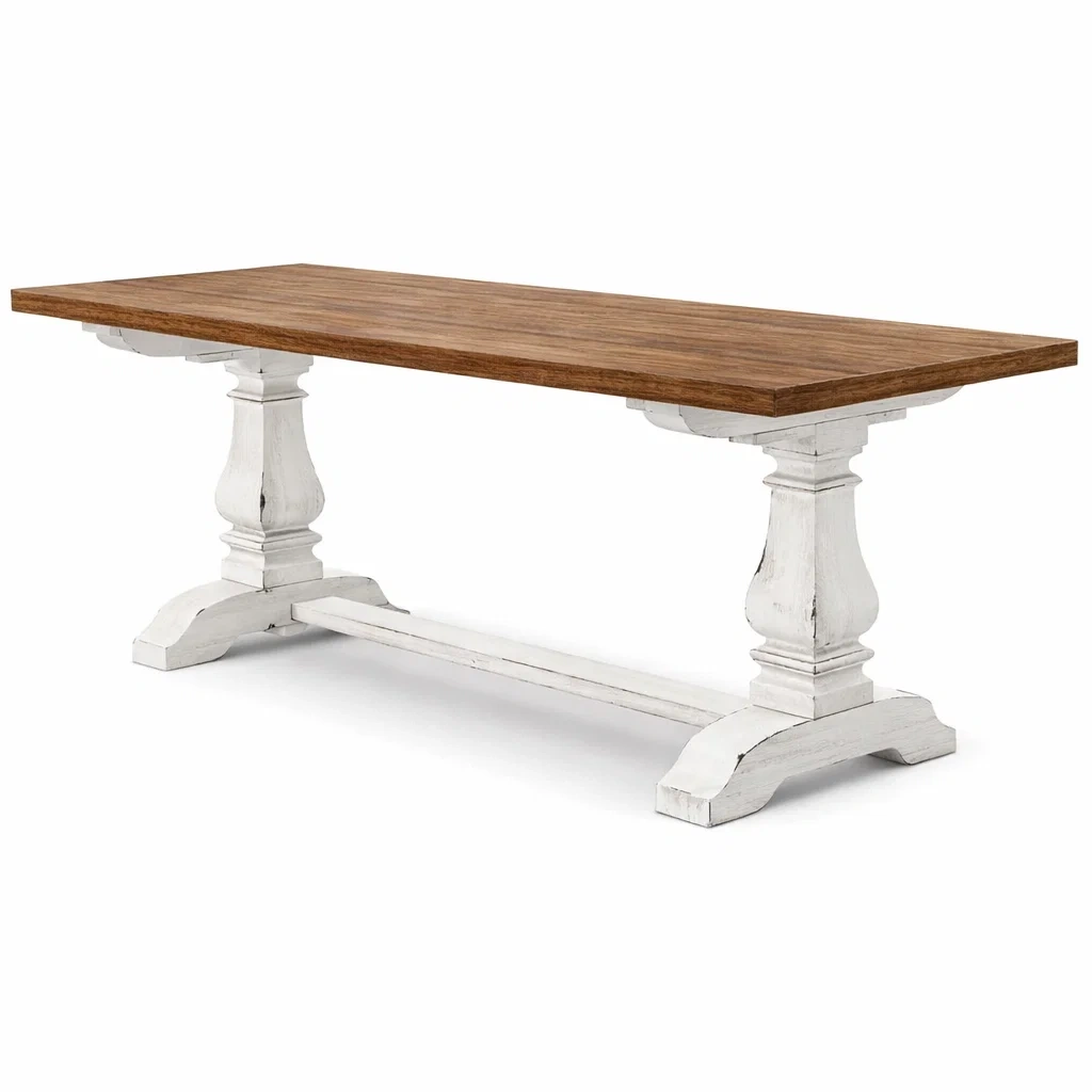 Tavolo in Legno di Quercia e Pino 200x90x76 cm Bianco Marrone-TRENDYSANCTUARYLIVING