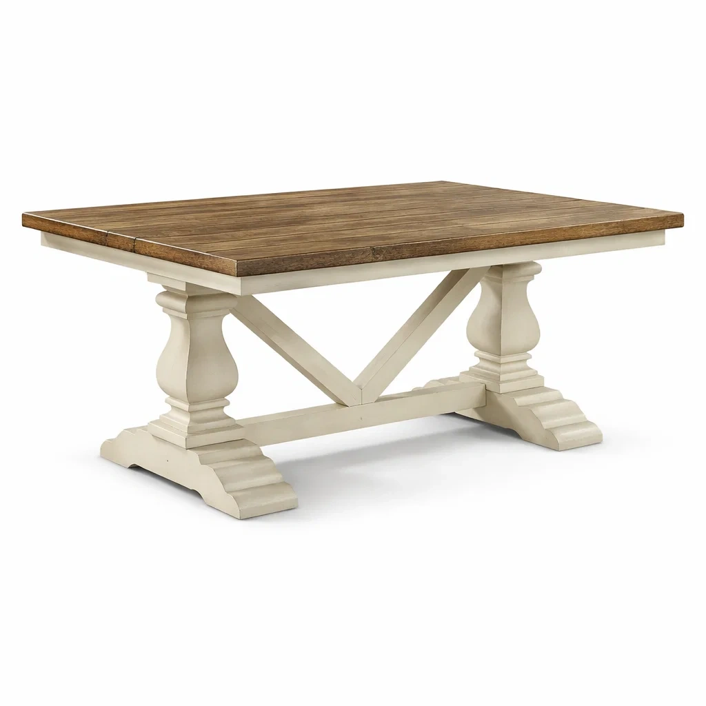 Tavolo Rettangolare in Legno di Pino e MDF Bianco Naturale 200x100x76 cm-TRENDYSANCTUARYLIVING