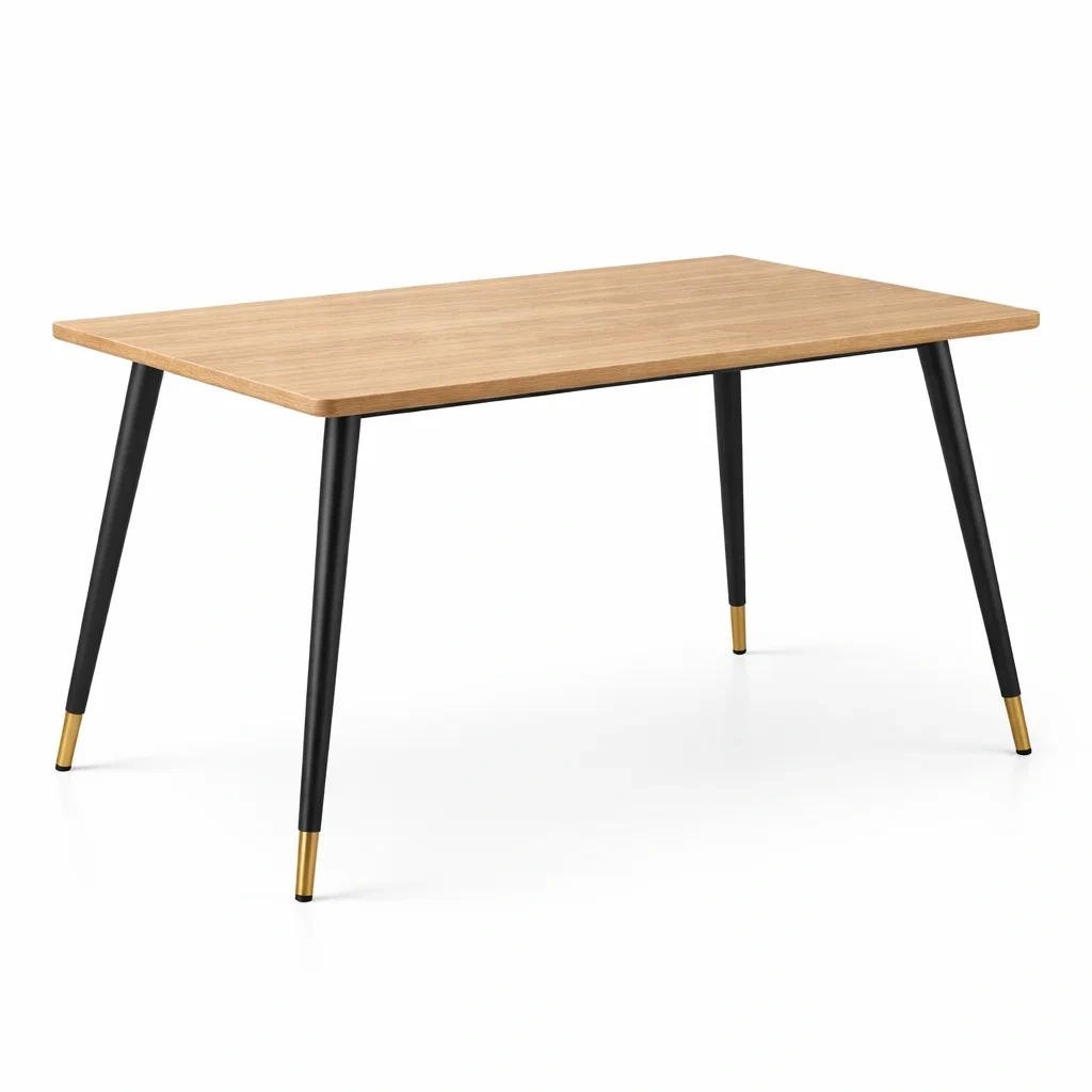 Tavolo in MDF e Metallo con Gambe Nere e Piano in Legno Chiaro 120x70x75 cm-TRENDYSANCTUARYLIVING