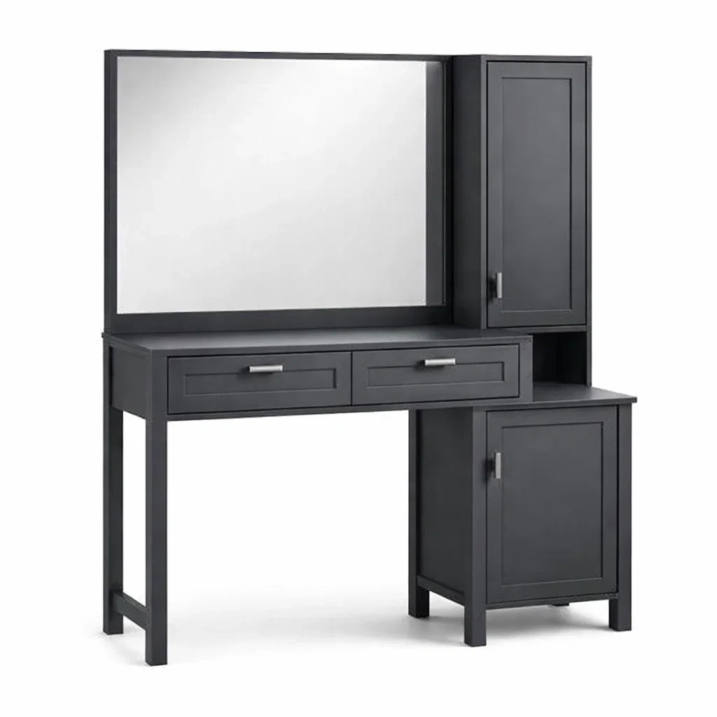 Toeletta in Legno MDF con Specchio e Cassetti Nera-TRENDYSANCTUARYLIVING