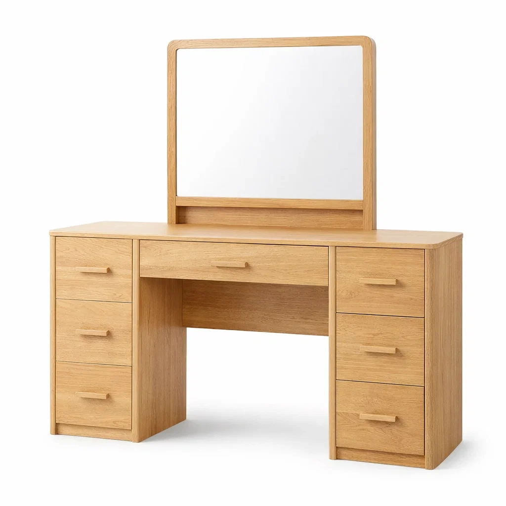 Toeletta in Legno con Specchio e 7 Cassetti-TRENDYSANCTUARYLIVING