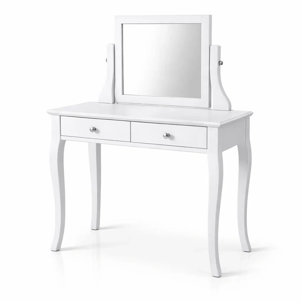 Toeletta con Specchio in Legno Bianco 80x40x140 cm-TRENDYSANCTUARYLIVING