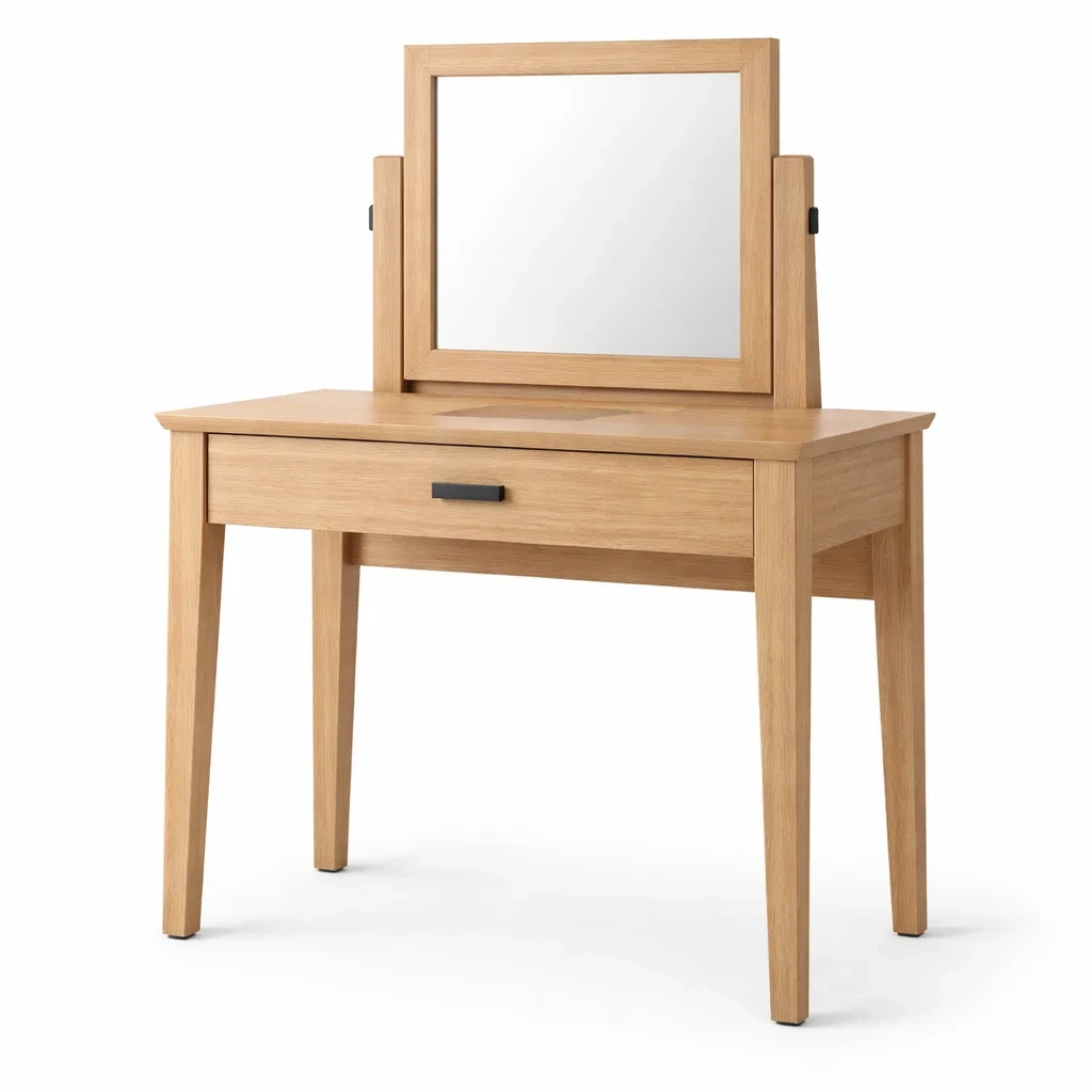 Toeletta in Legno di Rovere con Specchio-TRENDYSANCTUARYLIVING