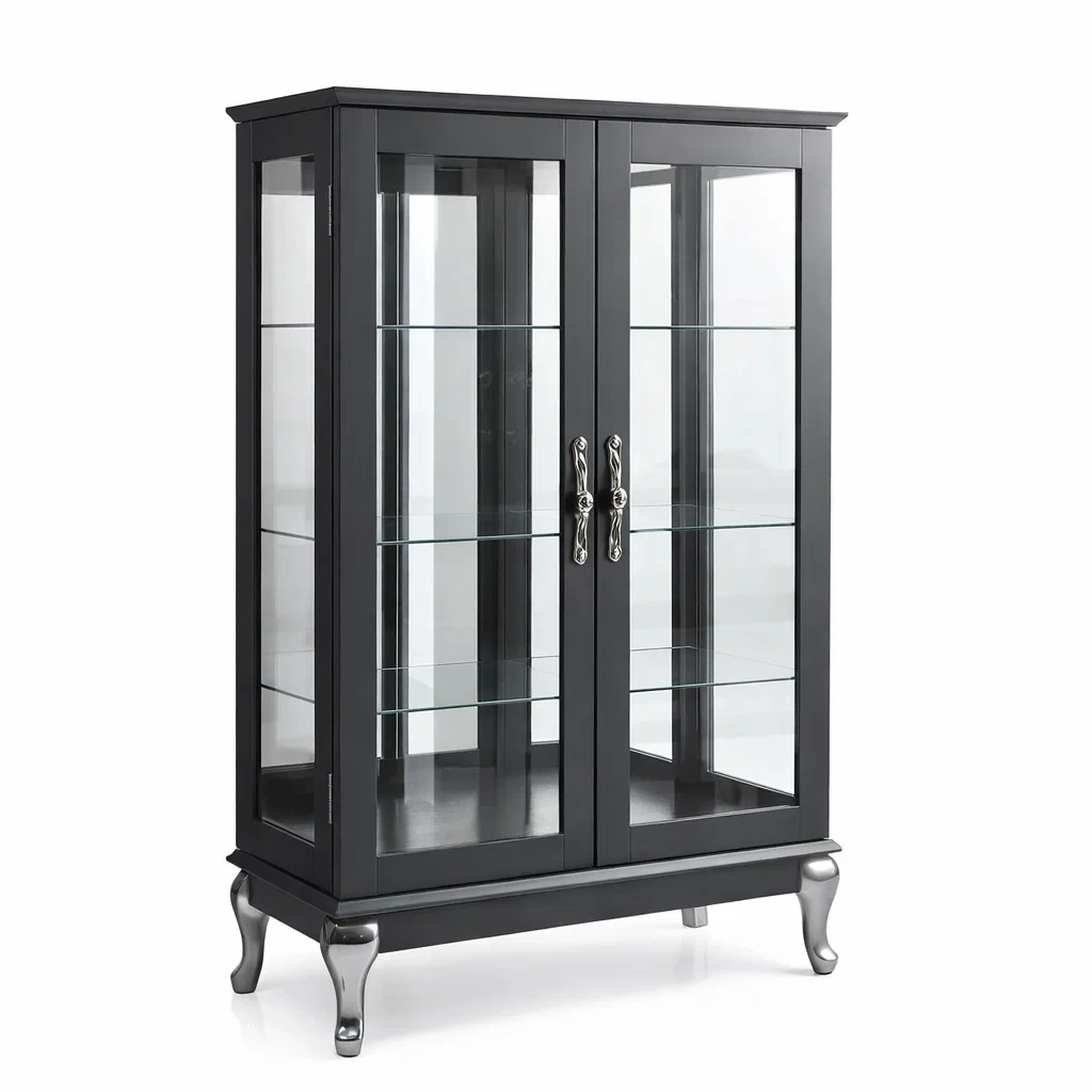 Vetrina in Legno e Vetro Temperato Nero-TRENDYSANCTUARYLIVING