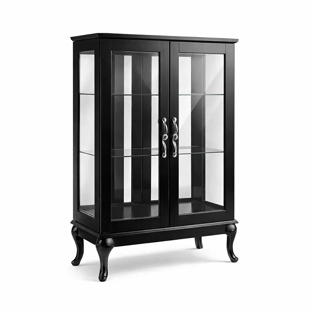 Vetrina in Legno e Vetro Temperato Nera-TRENDYSANCTUARYLIVING