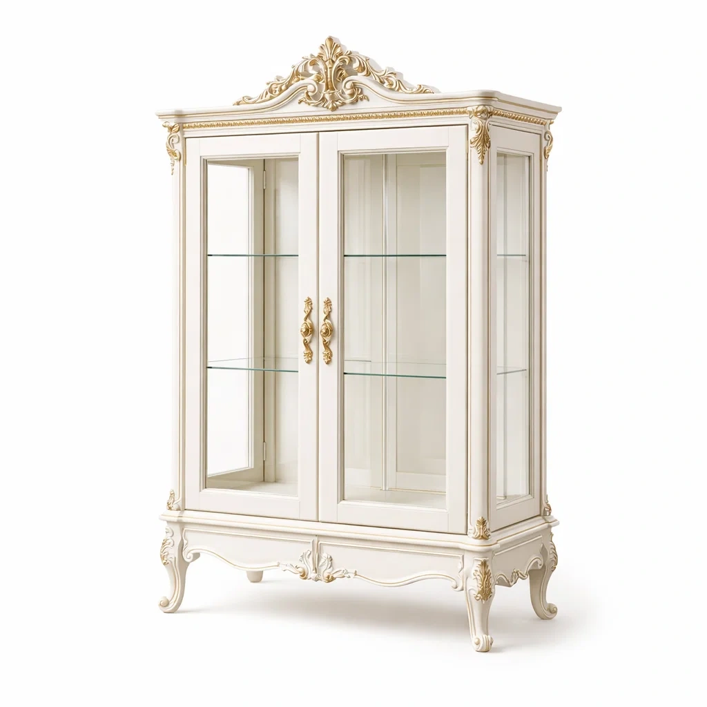 Vetrina in Legno e Vetro Temperato Bianco Oro 200x120x45 cm-TRENDYSANCTUARYLIVING