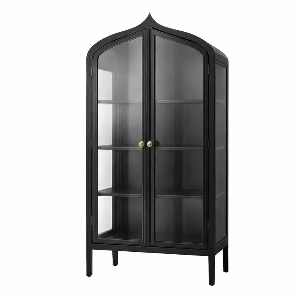 Vetrina in Metallo con Porte in Vetro Temperato Nera-TRENDYSANCTUARYLIVING