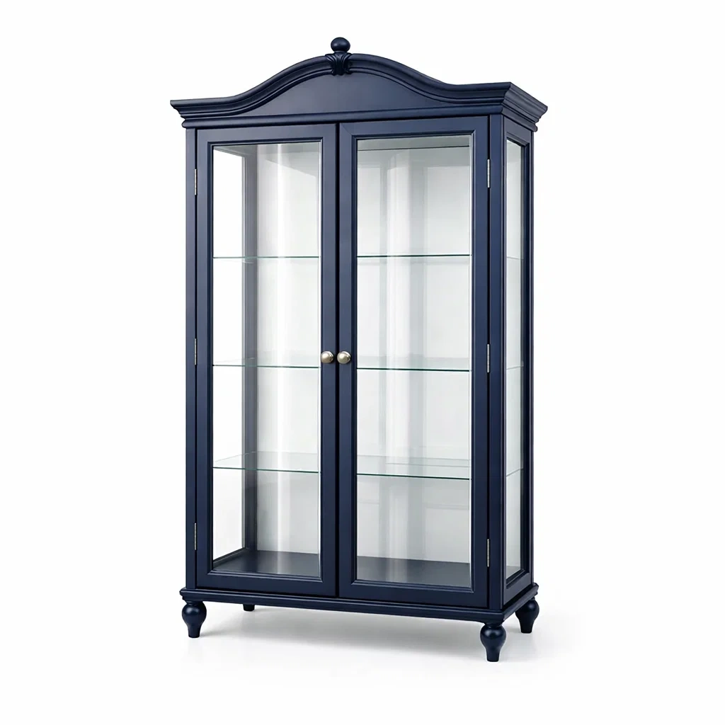 Vetrina in Legno Blu e Vetro Temperato-TRENDYSANCTUARYLIVING