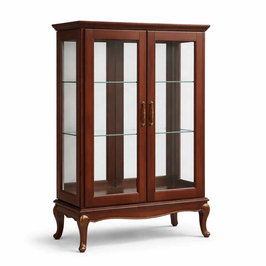 Vetrina in Legno con Ante in Vetro Temperato 140x80x35 cm Marrone-TRENDYSANCTUARYLIVING