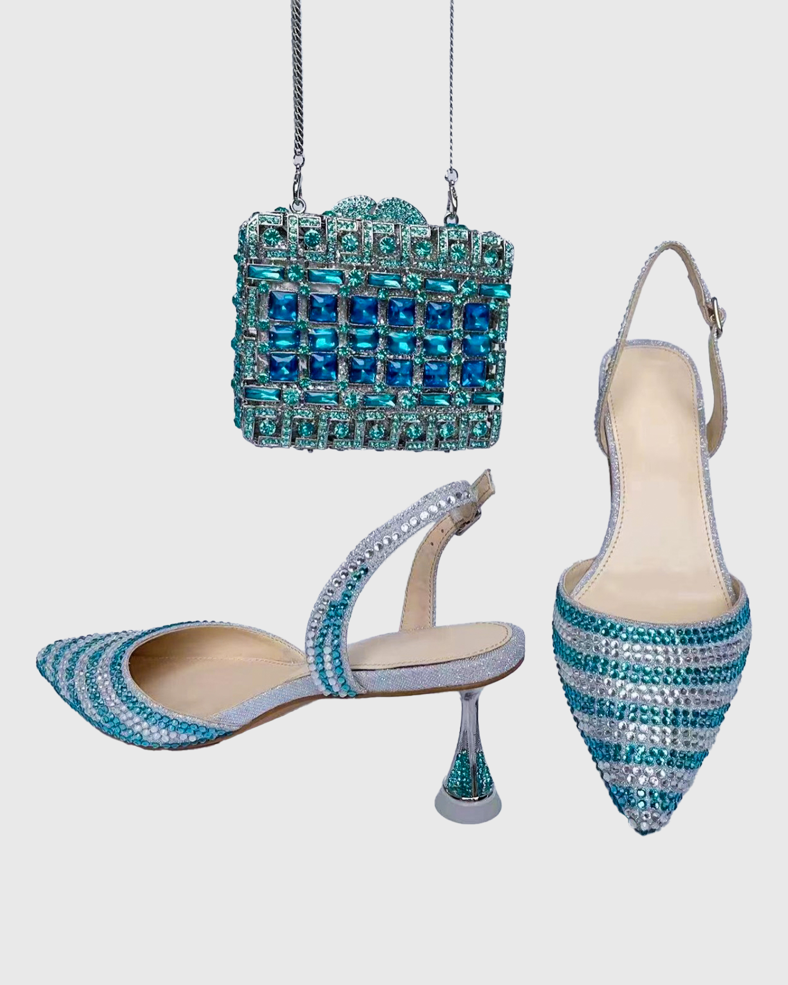 Fergal Slingback Diamente Pumps In Blue