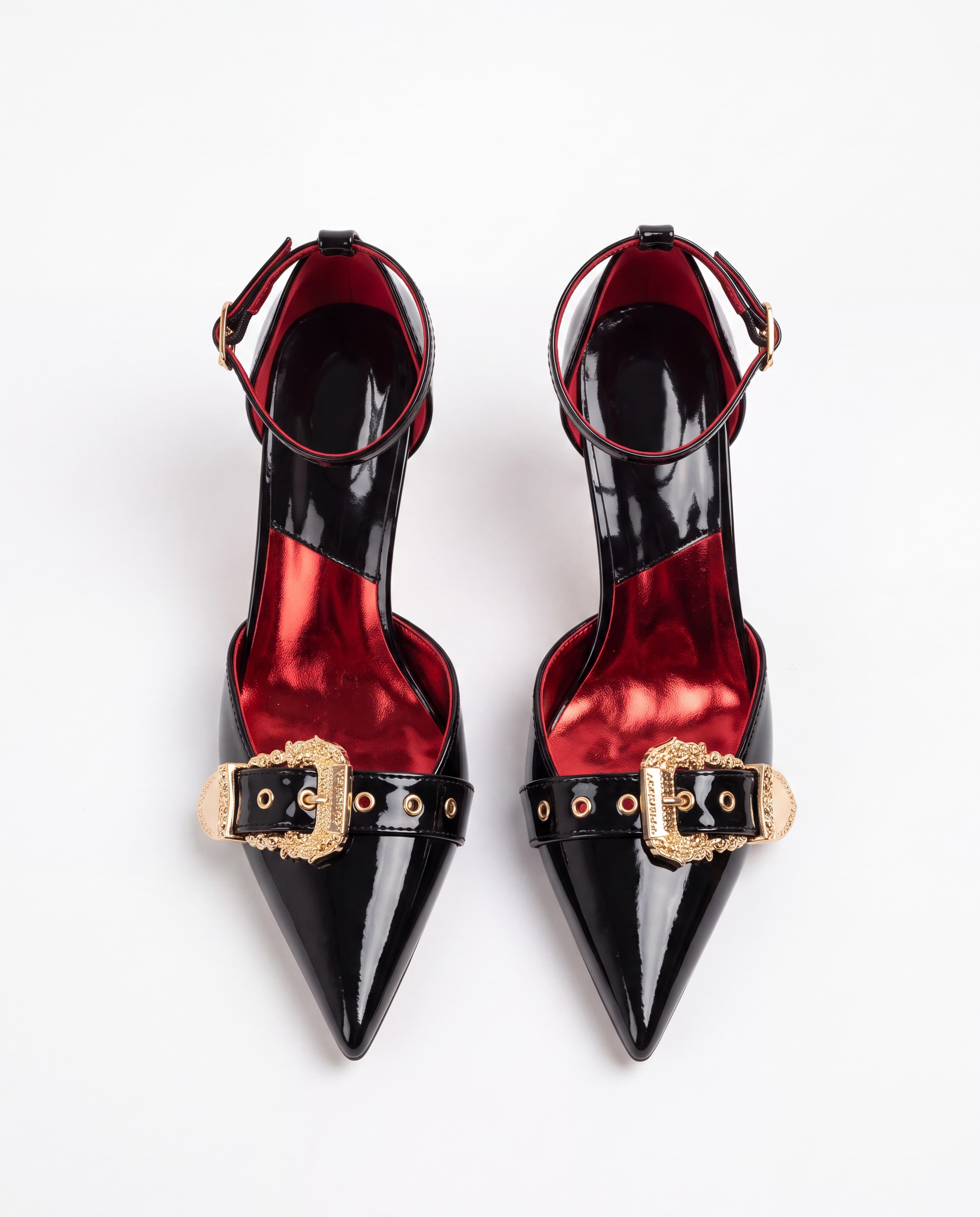  Miku Buckle Patent Leather Strap  Pumps In Black 