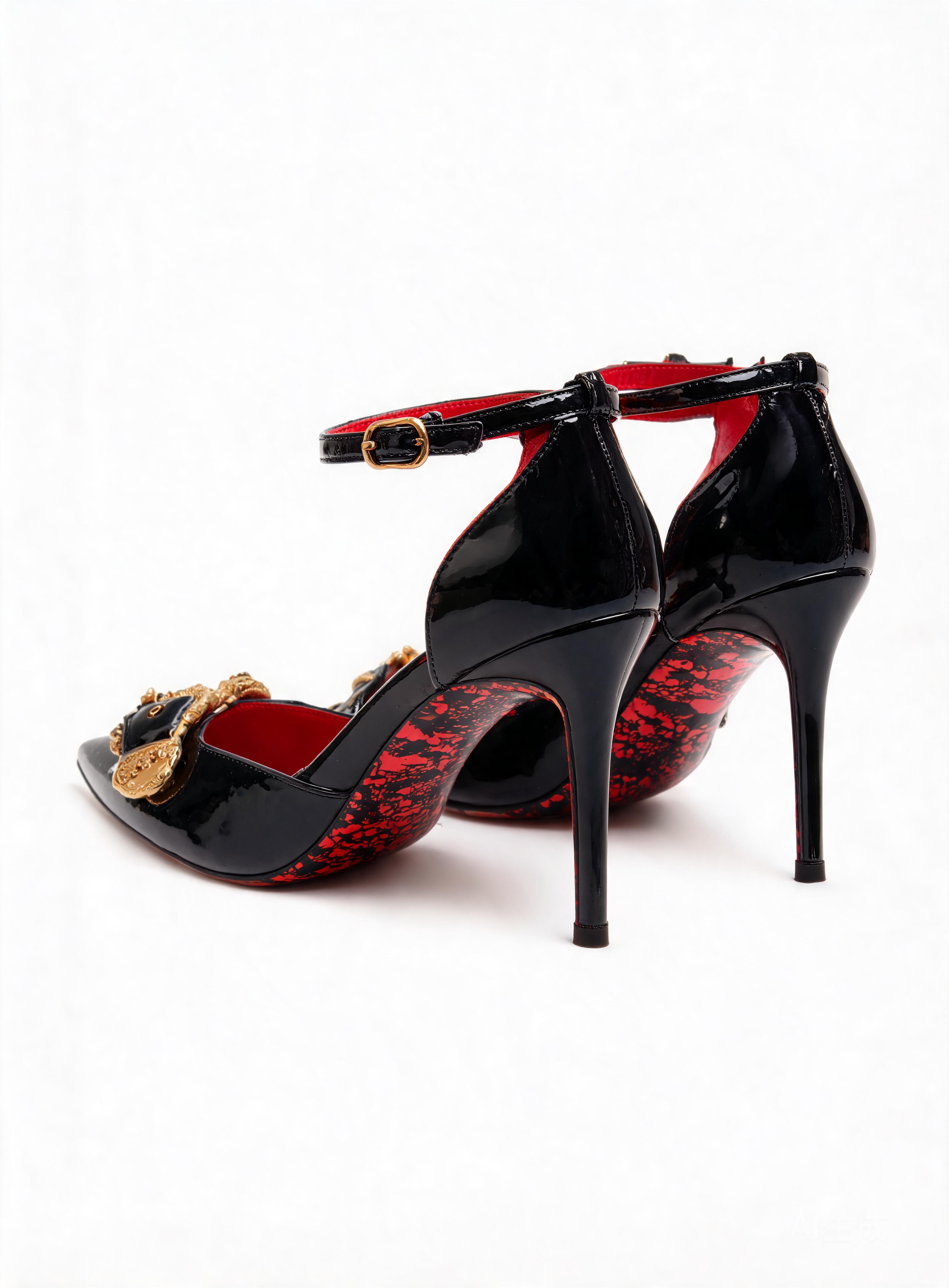  Miku Buckle Patent Leather Strap  Pumps In Black 