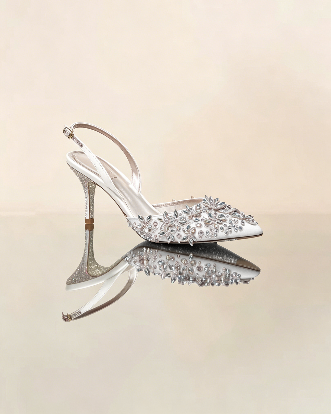 Joss Rhinestone Flower Pumps In White
