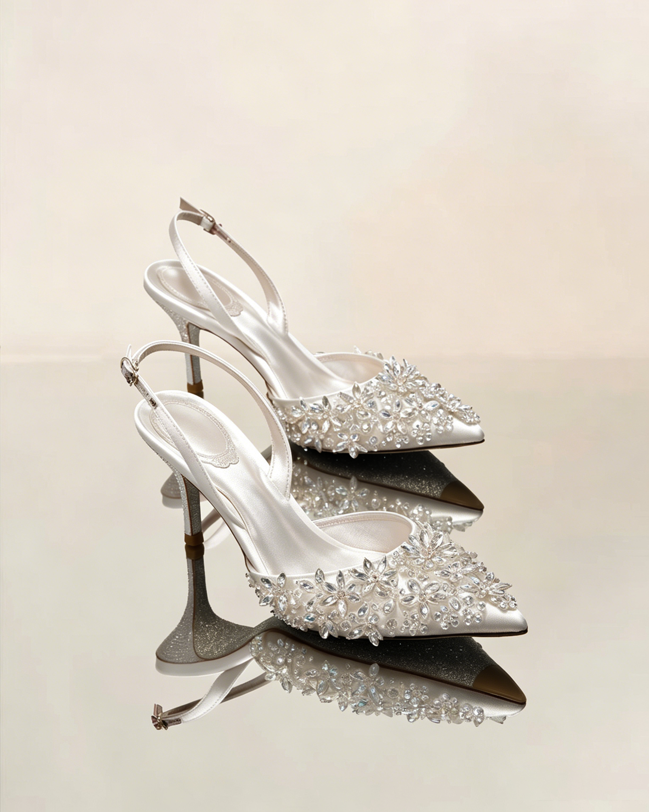 Joss Rhinestone Flower Pumps In White