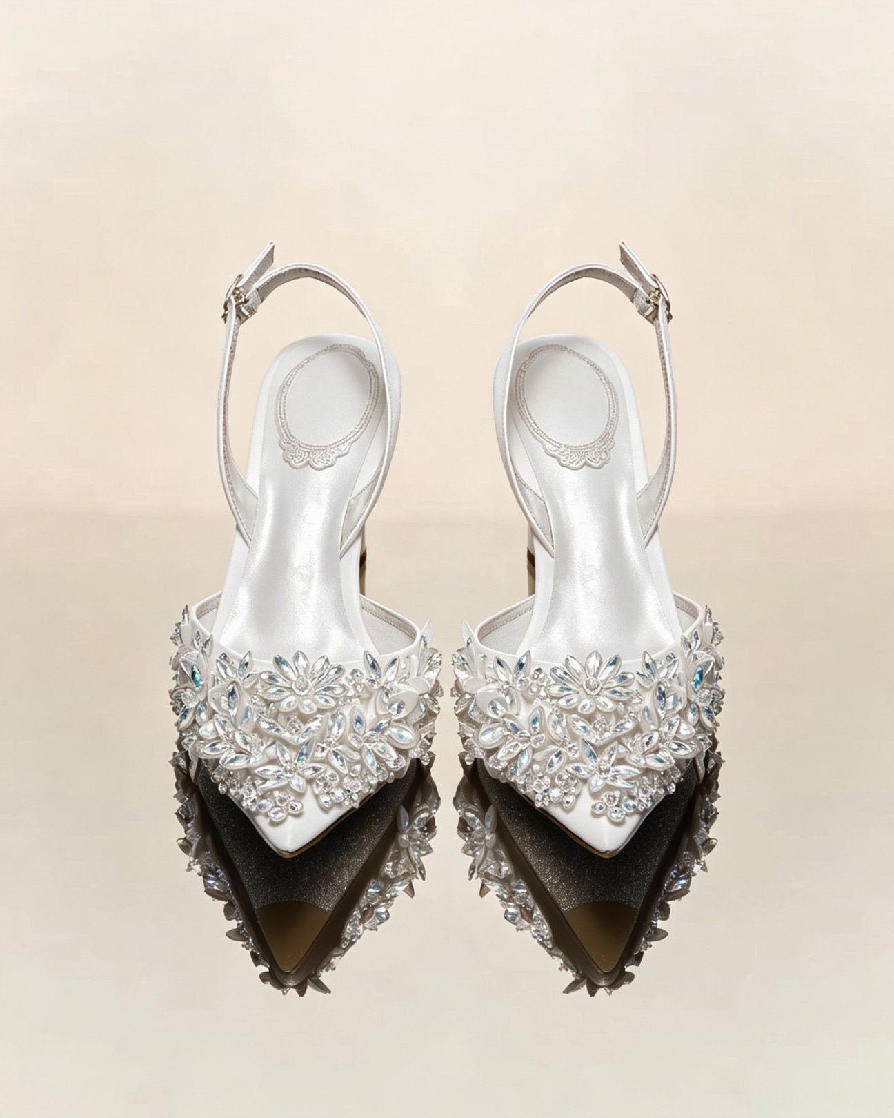 Joss Rhinestone Flower Pumps In White