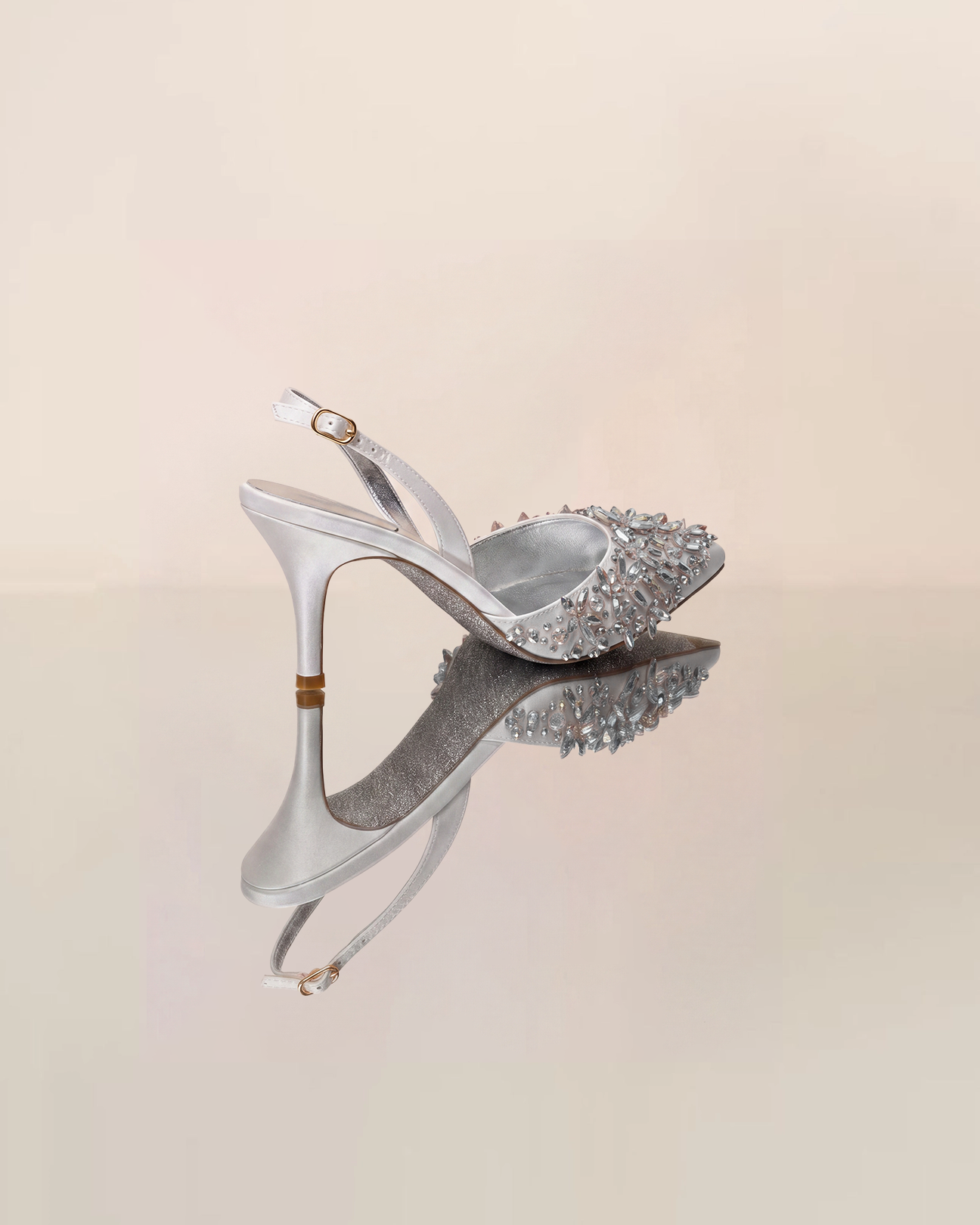 Joss Rhinestone Flower Pumps In White