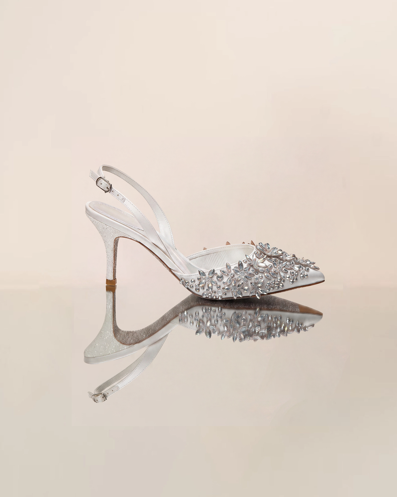 Joss Rhinestone Flower Pumps In White