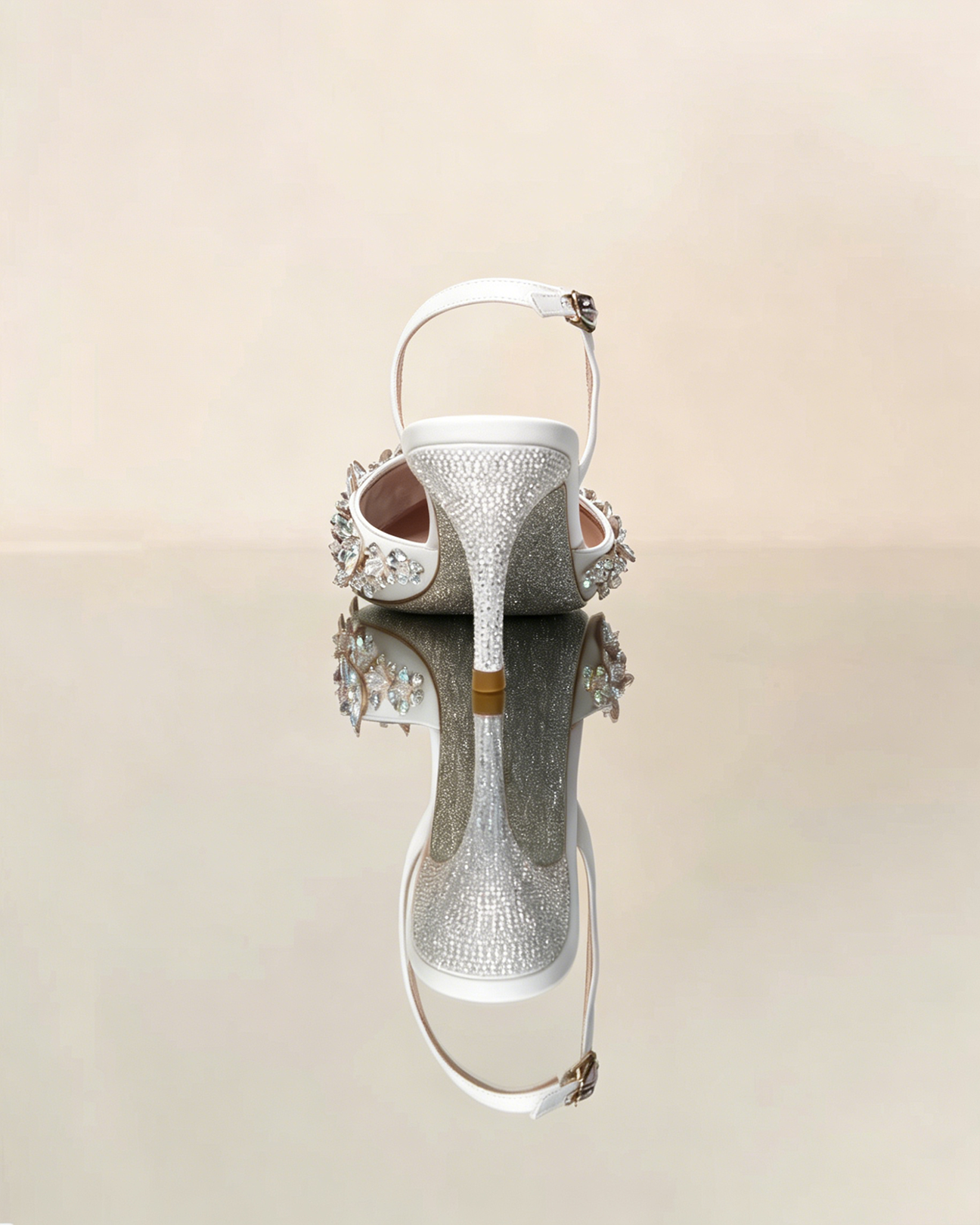 Joss Rhinestone Flower Pumps In White