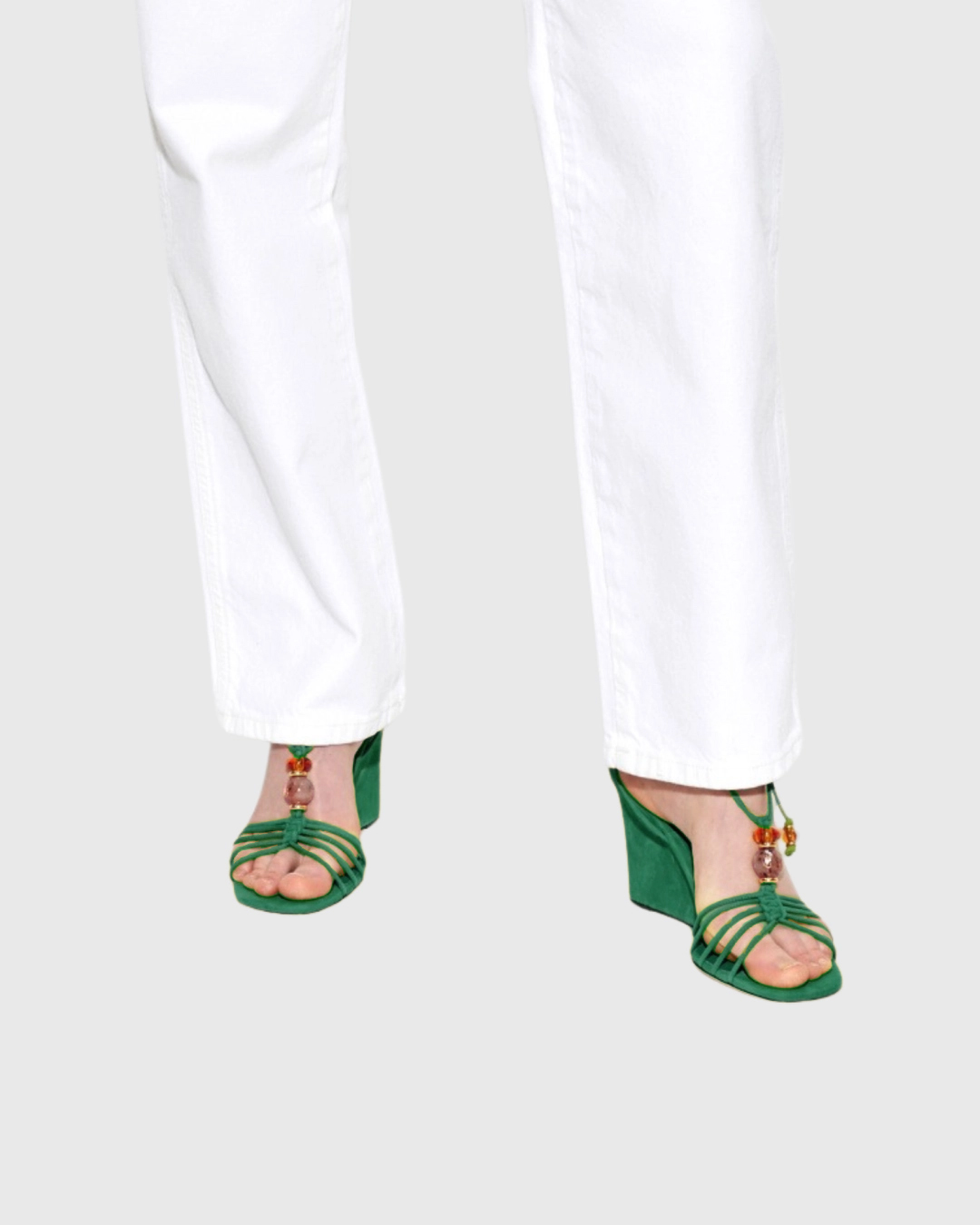 Liora Suede Wedge Sandals In Green