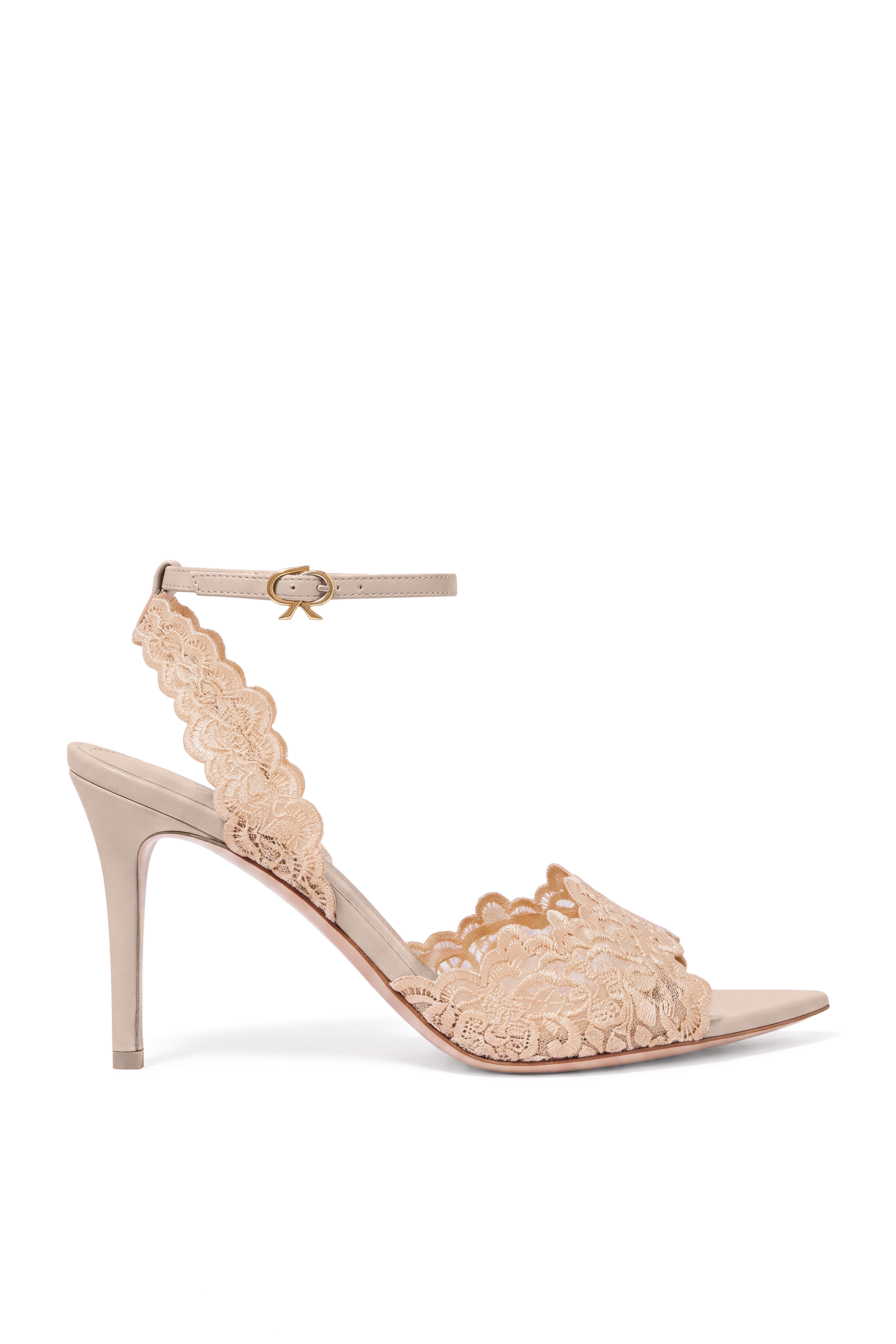 Lancaster Lace Strap Sandals In Beige