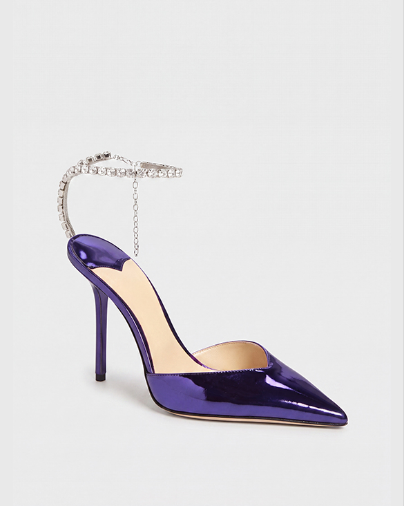 Silva Metallic Rhinestone Strap Pumps In Purple