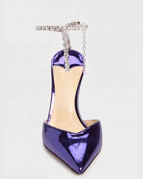 Silva Metallic Rhinestone Strap Pumps In Purple