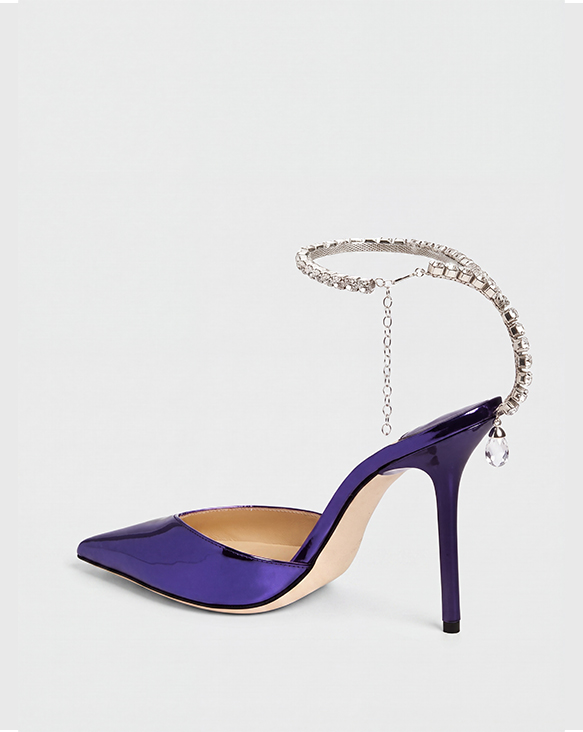 Silva Metallic Rhinestone Strap Pumps In Purple
