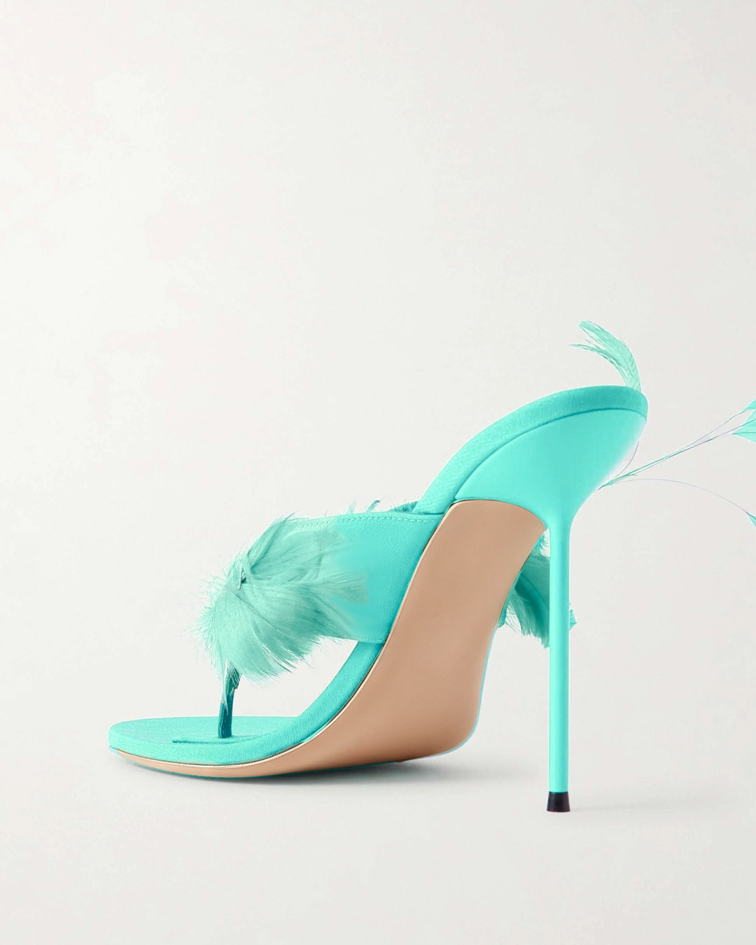 Luiza Feather Trim Mules In Green