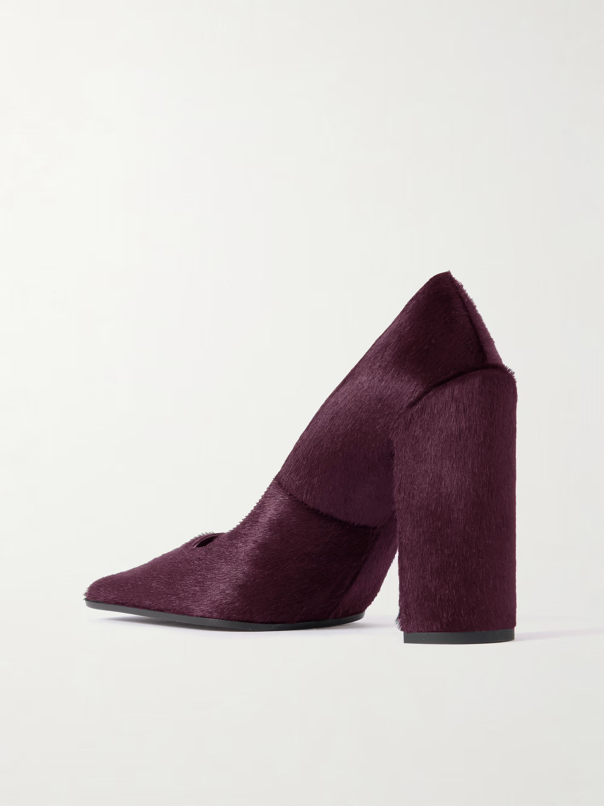 Moire Square Toe Pumps In Wine