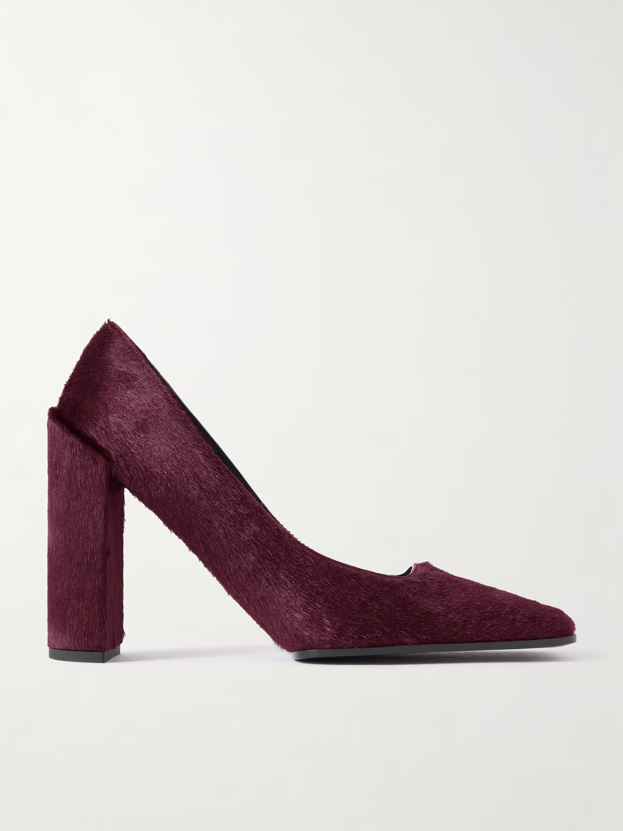 Moire Square Toe Pumps In Wine
