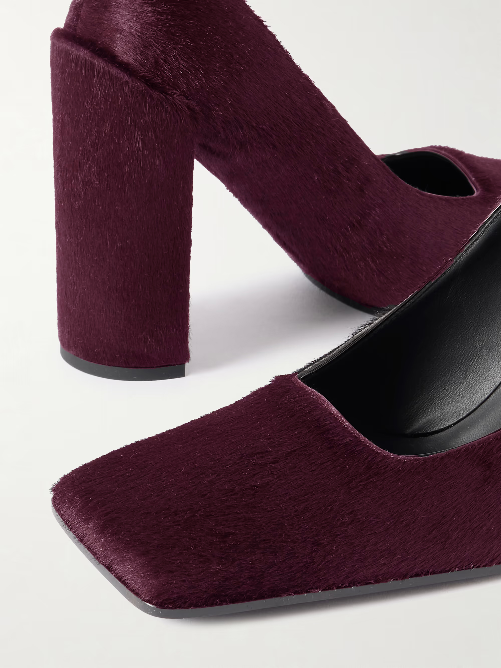 Moire Square Toe Pumps In Wine
