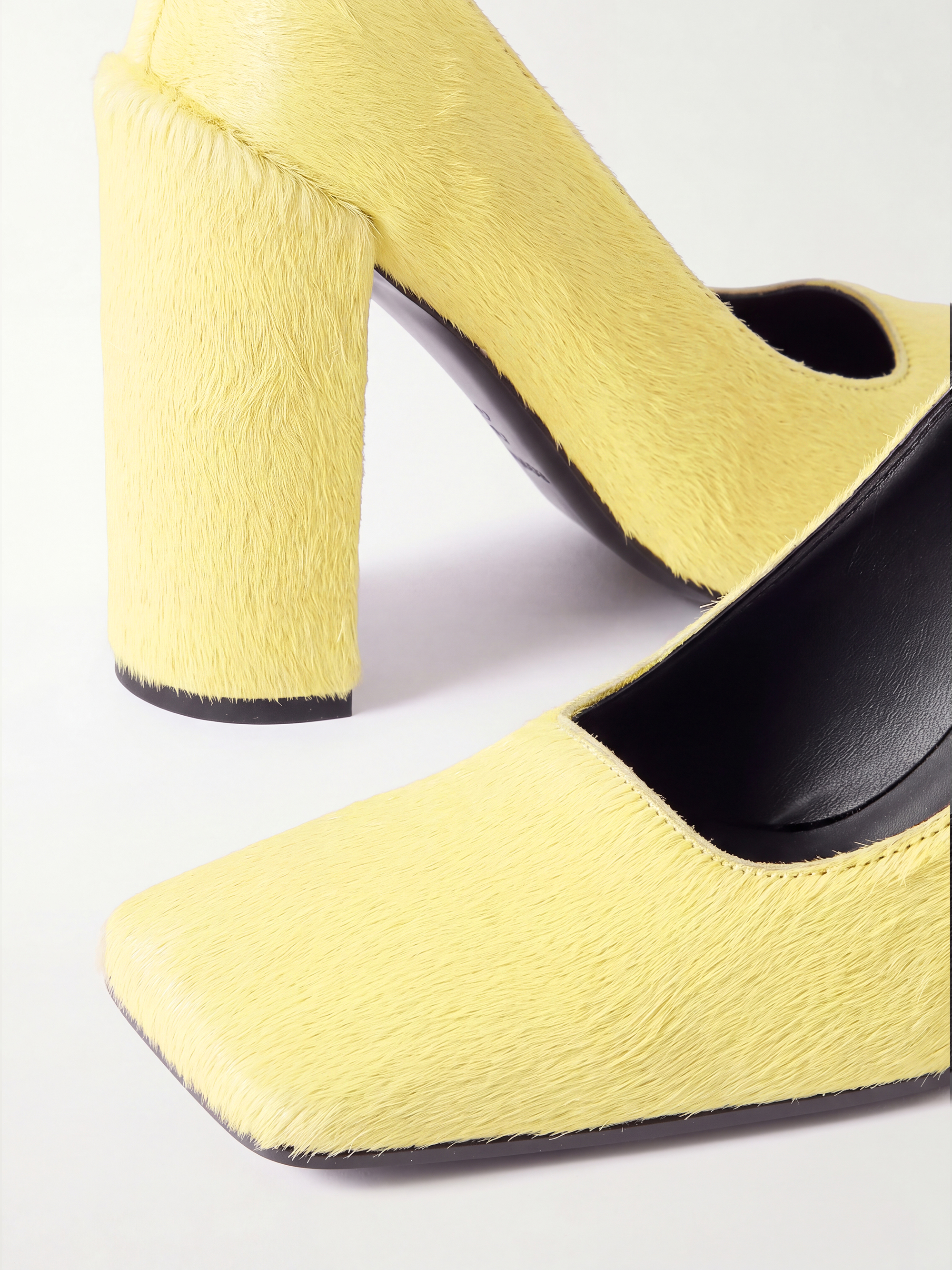 Moire SquareToe Pumps In Yellow