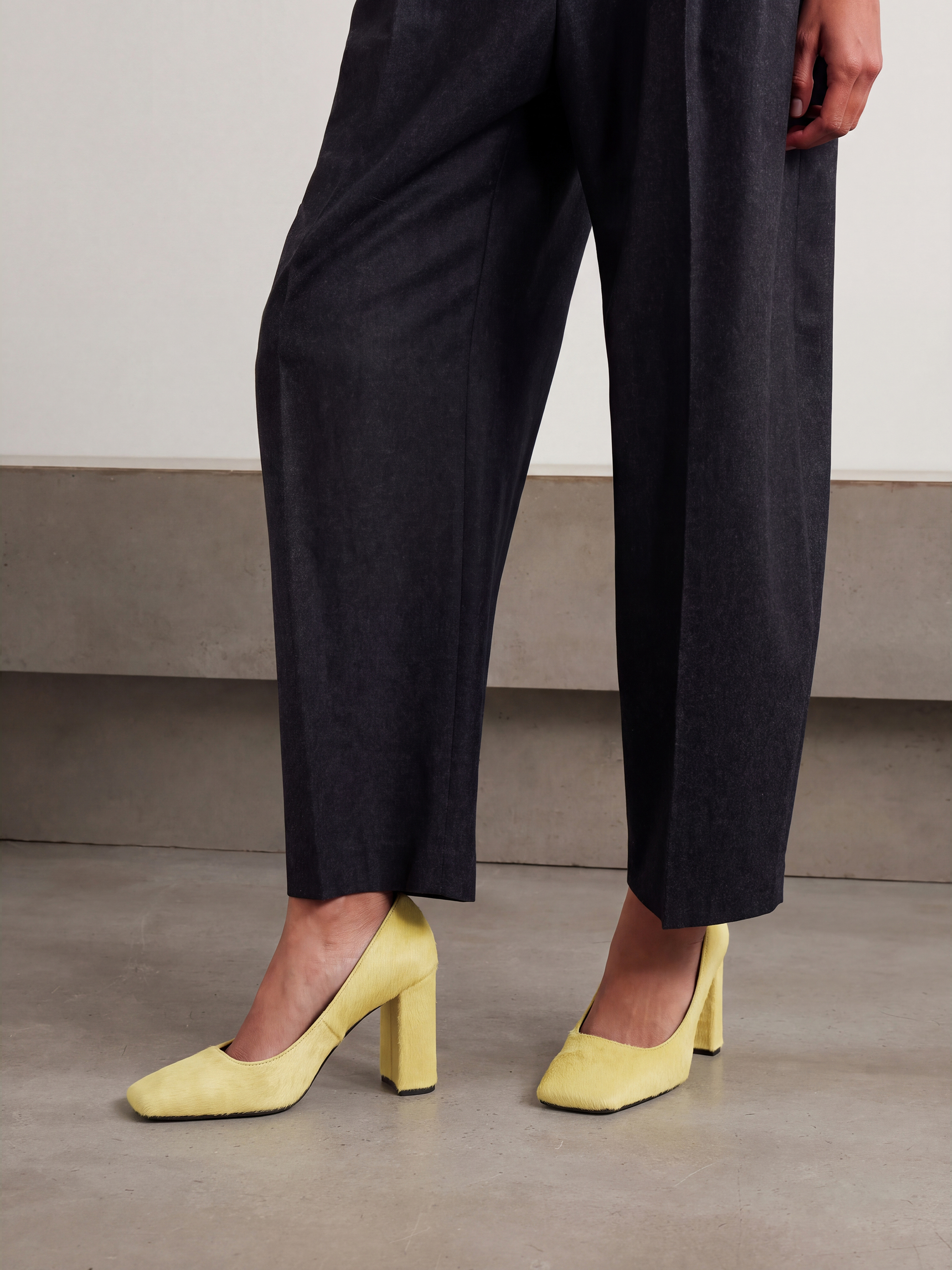 Moire SquareToe Pumps In Yellow
