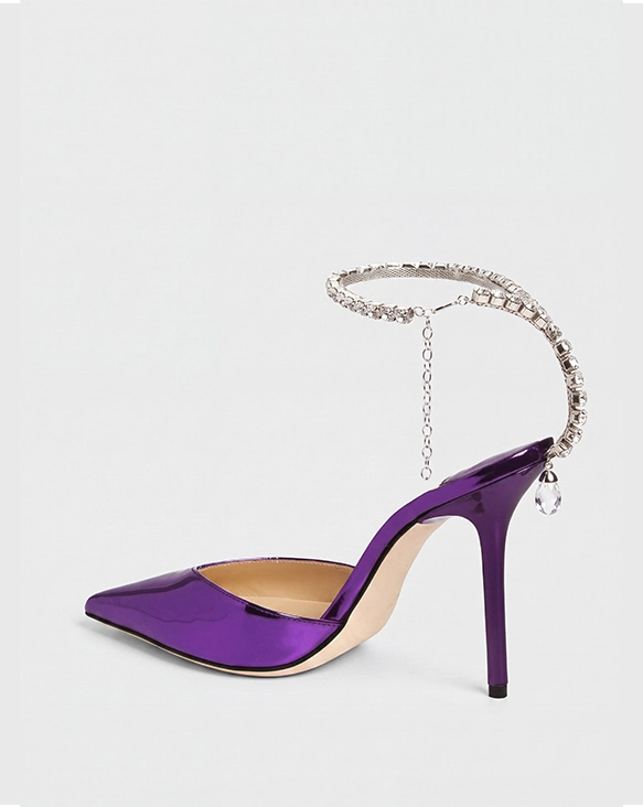 Silva Metallic Rhinestone Strap Pumps In Purple