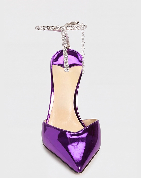 Silva Metallic Rhinestone Strap Pumps In Purple