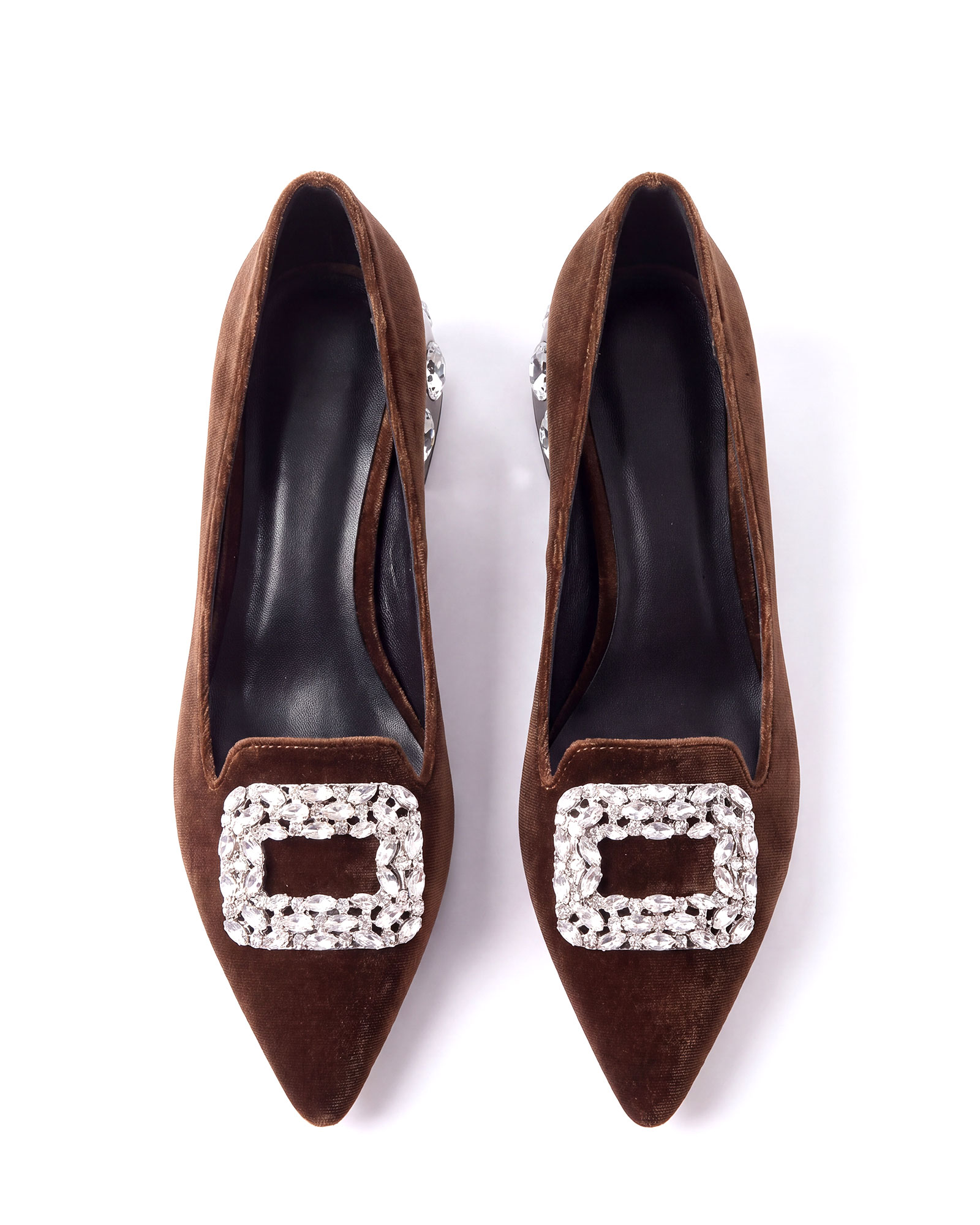 Nadica Rhinestone Flats In Brown
