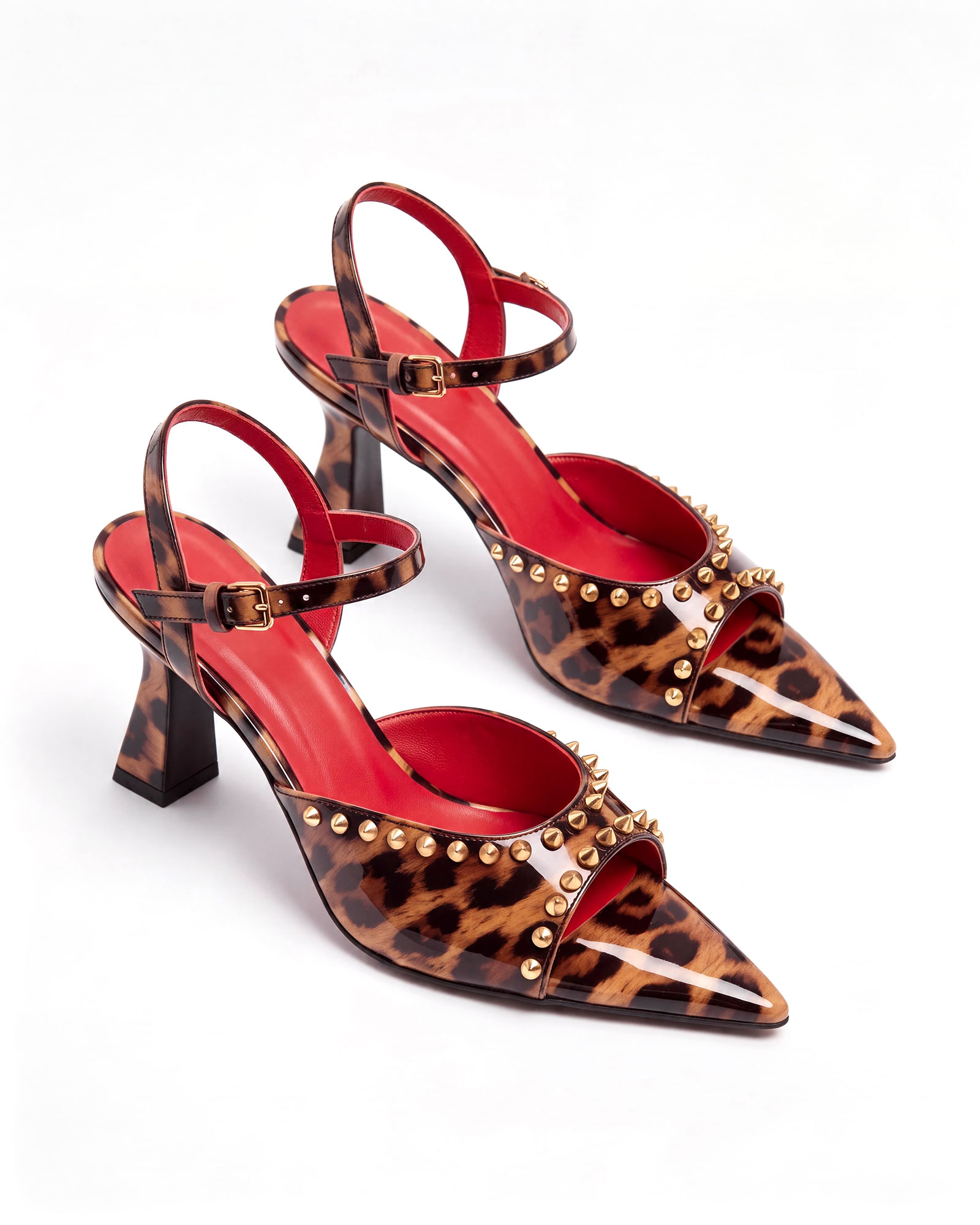 Molly Rivet Strap Pumps In Leopard 