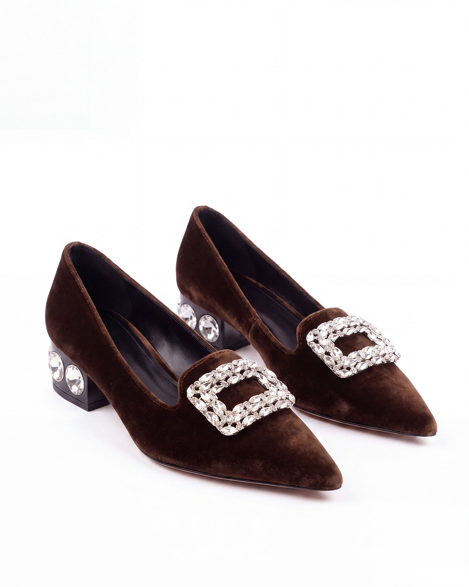Nadica Rhinestone Flats In Brown