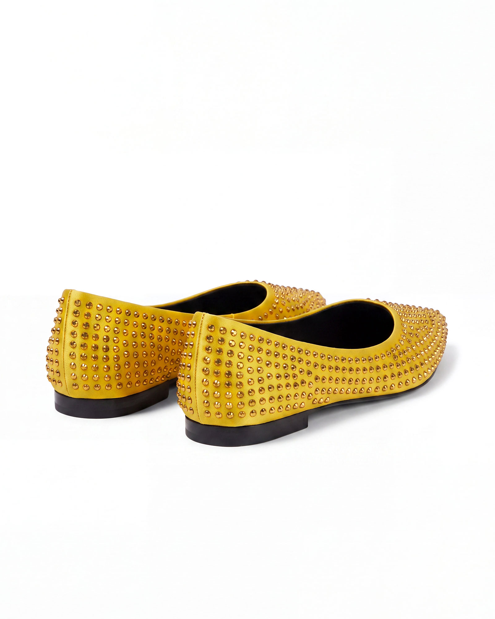Violet Rhinestone Flats In Yellow