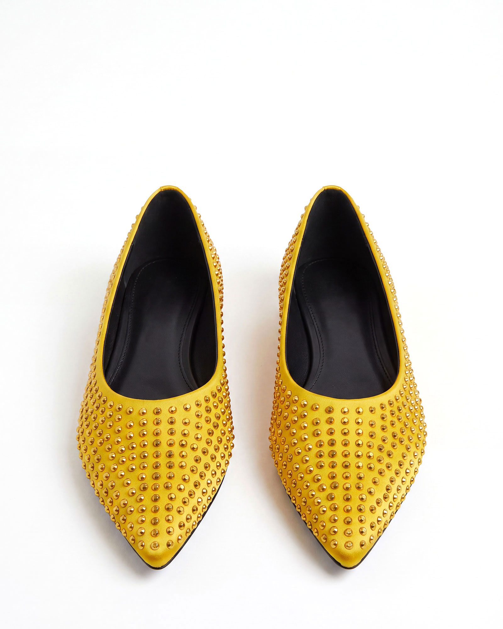 Violet Rhinestone Flats In Yellow