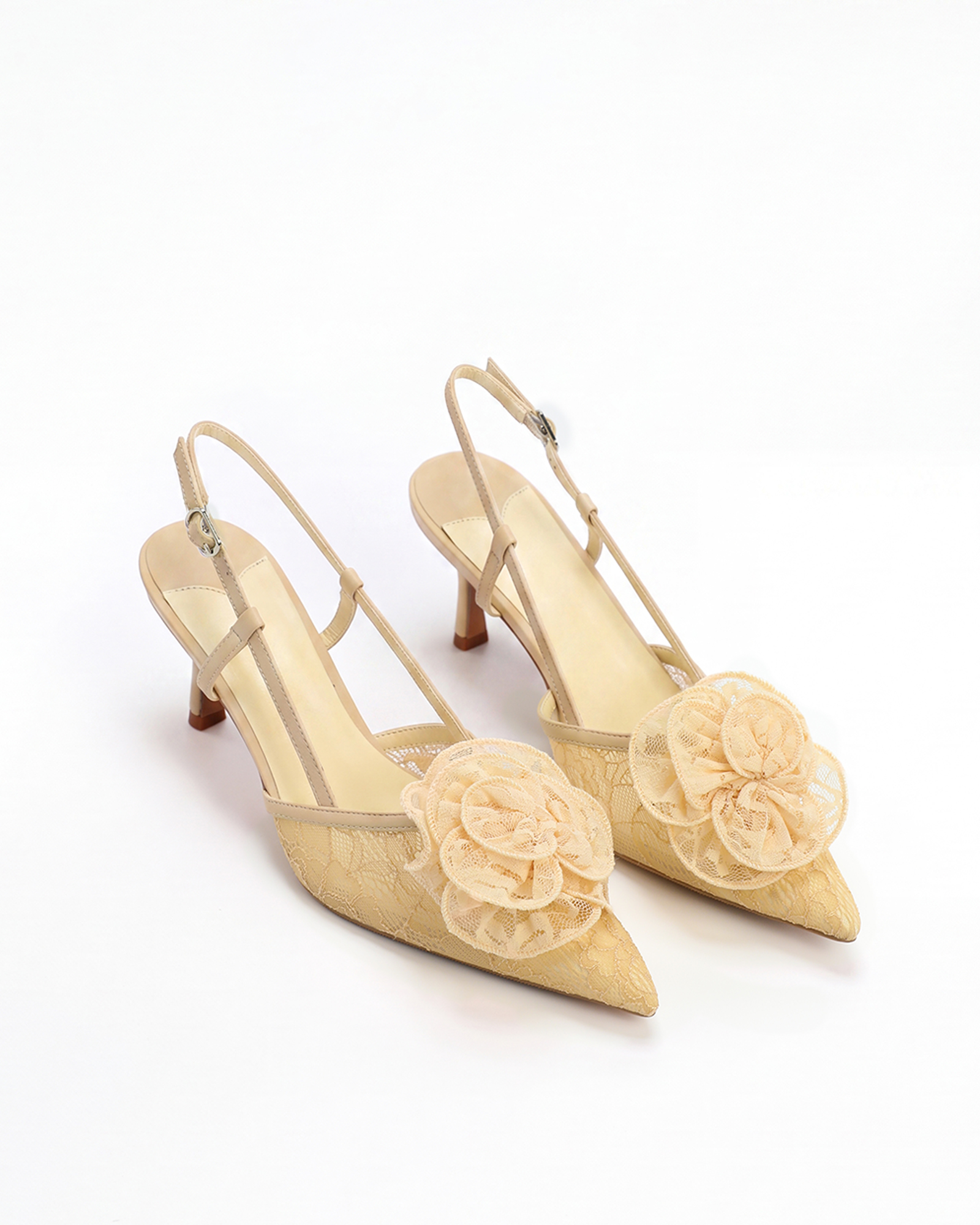Lidka Flower Slingback Pumps In Nude