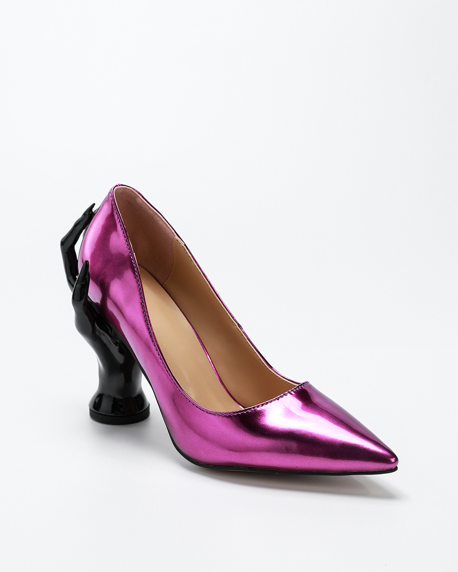 Maija Black Hand Sculpture Heels In Pink